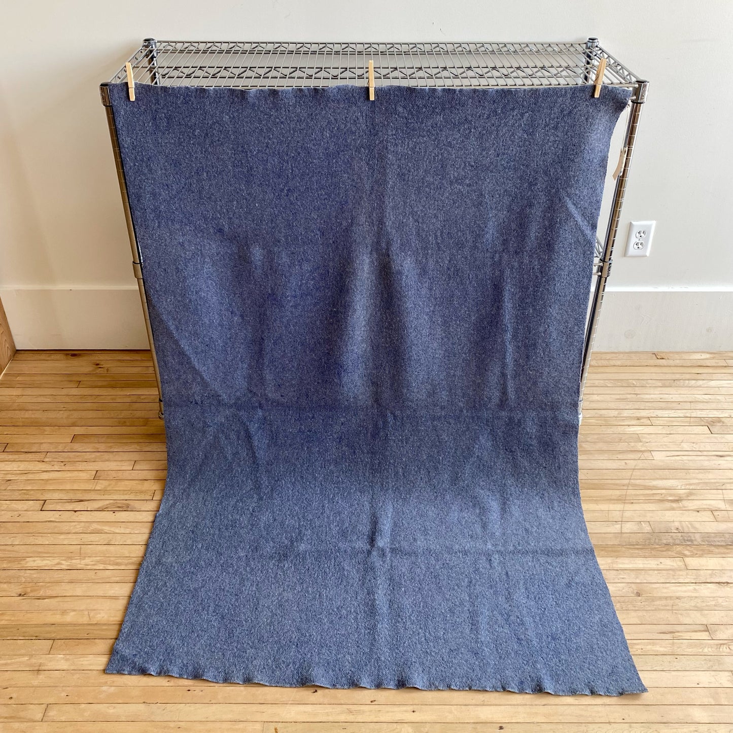 Vintage Blue Wool Lap Blanket (58" x 64")