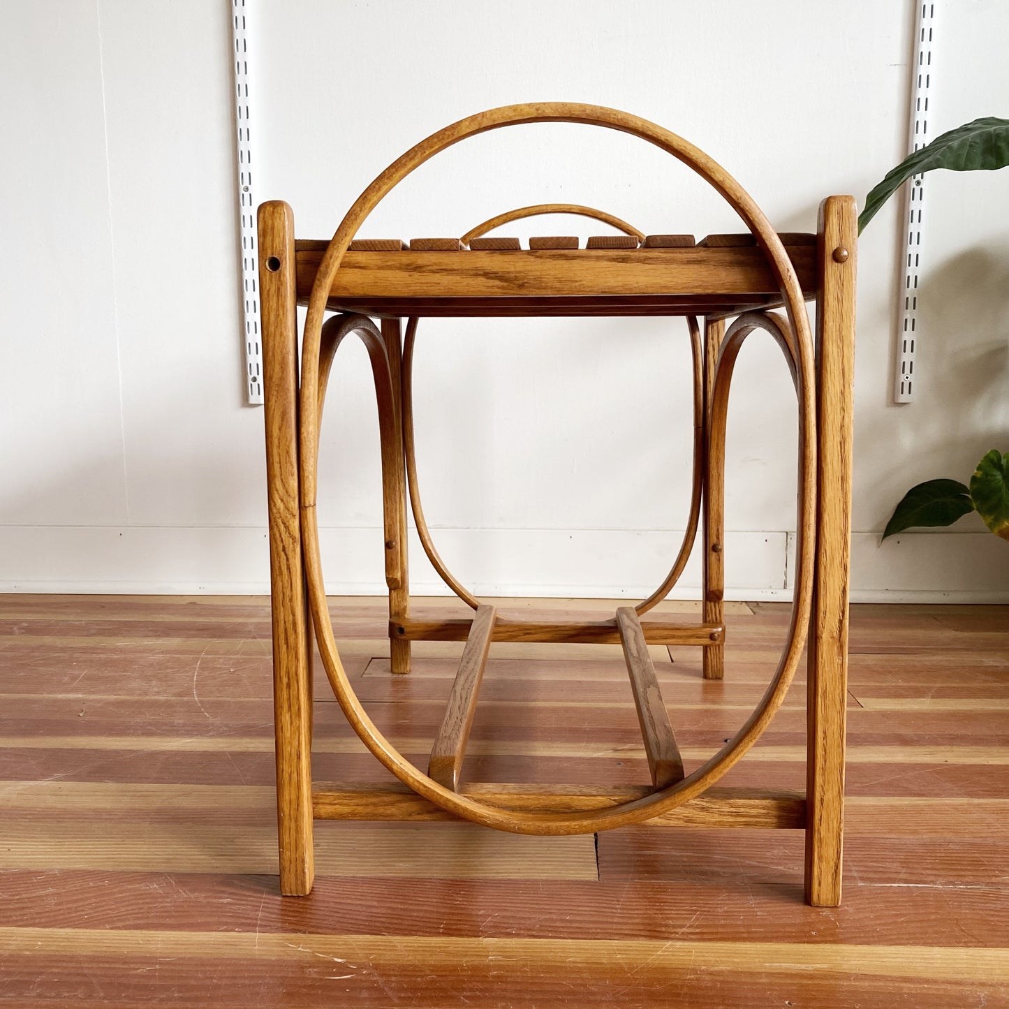 Vintage Bentwood + Slat Bench / Side Table
