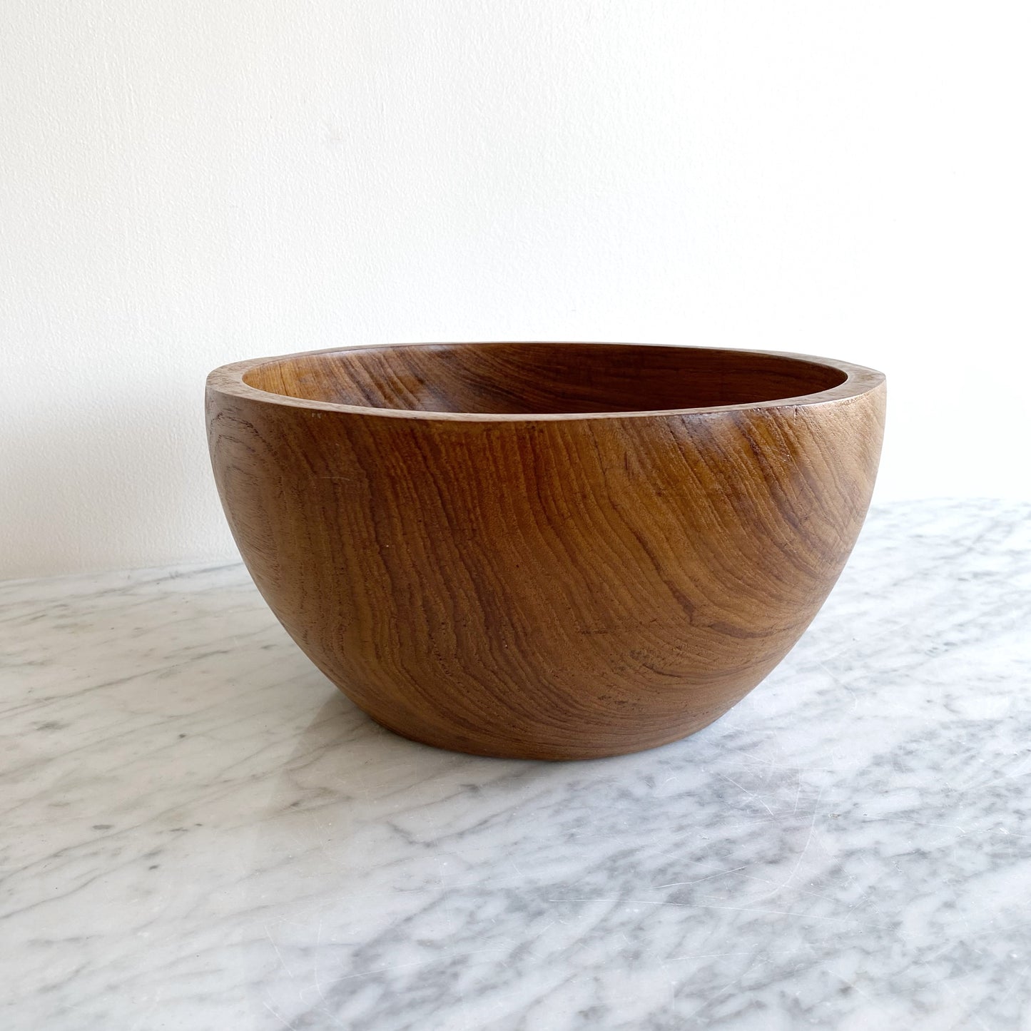 Large Vintage Wood Serving Bowl, 10"