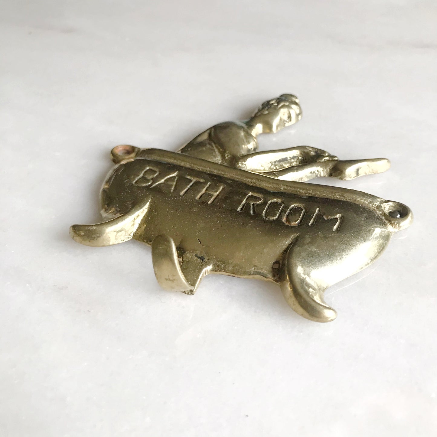 Vintage Brass “BATH ROOM” Wall Hook