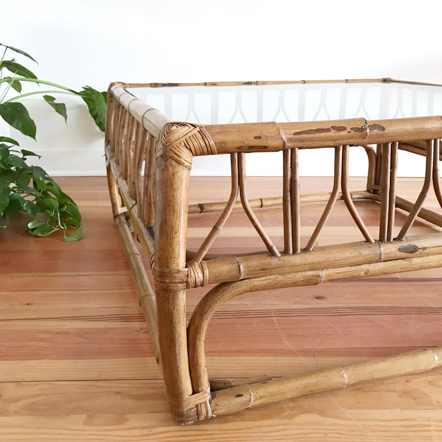 XL Vintage Rattan Coffee Table (38 x 38)