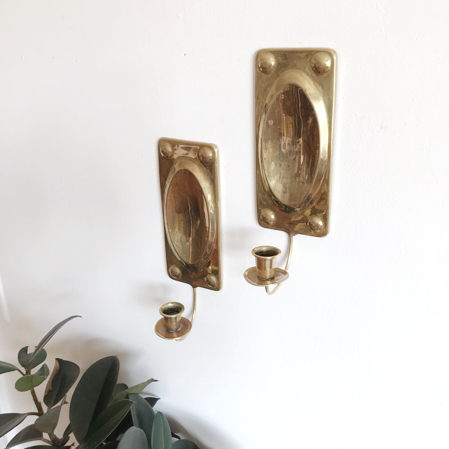 Pair of Vintage Golden Candle Sconces