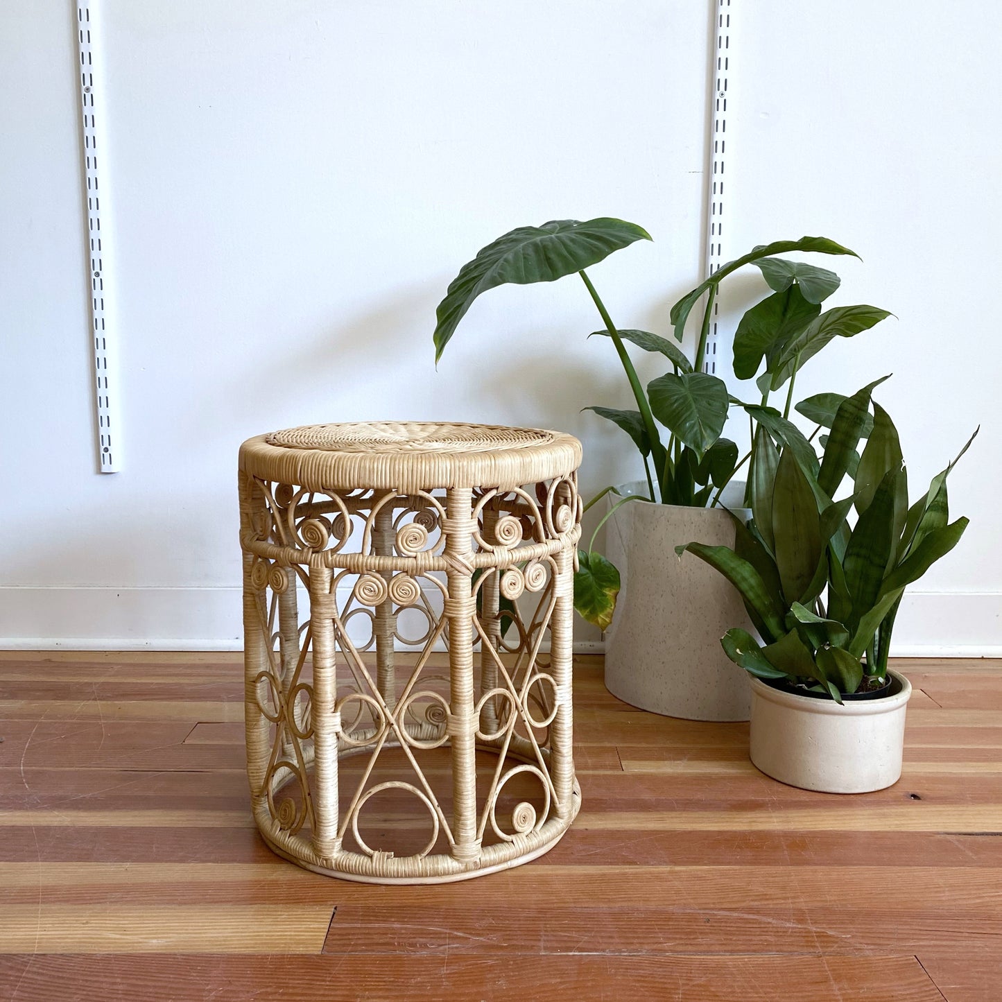 Vintage Wicker Stool / Plant Stand