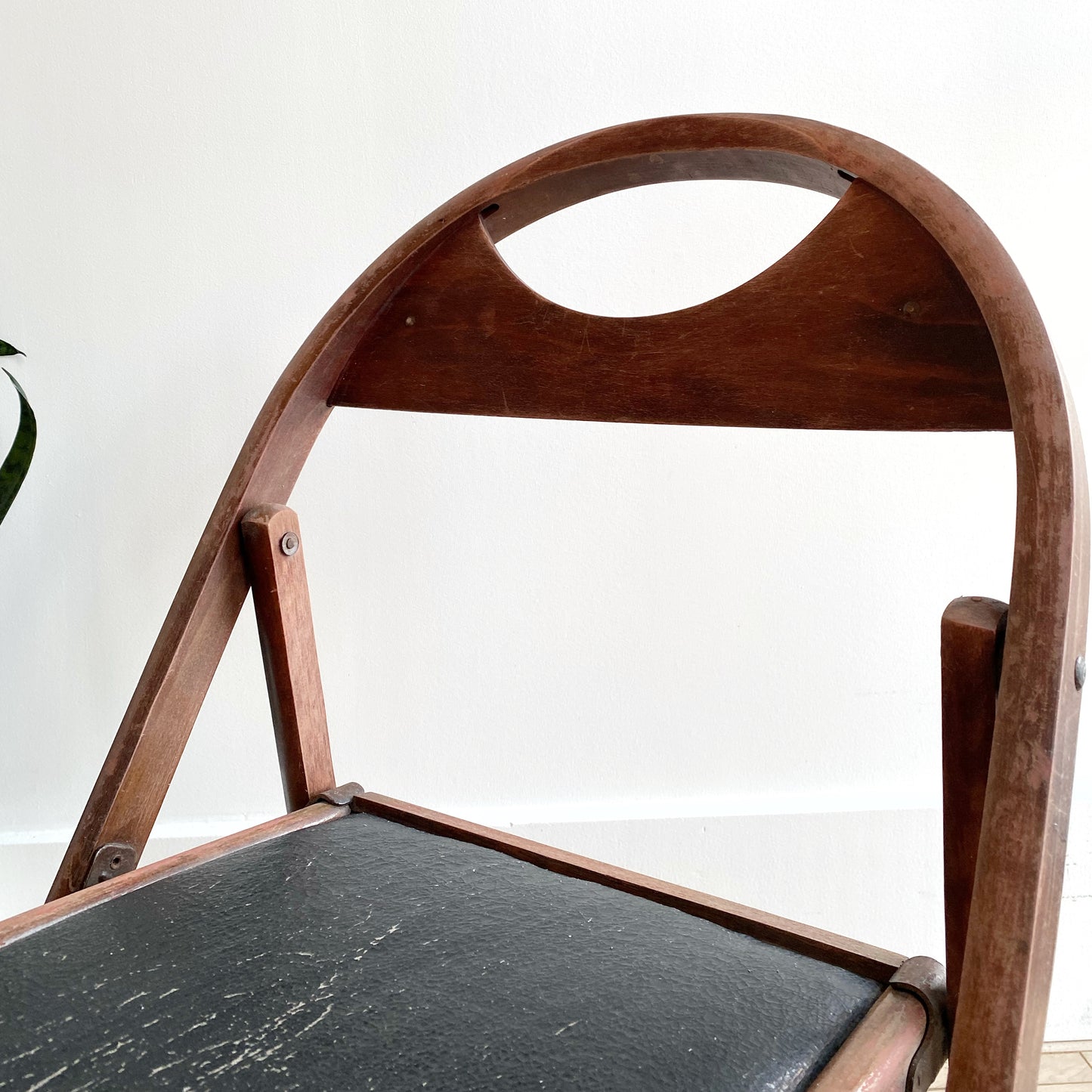 Vintage 1930’s Folding Chair with Black Seat