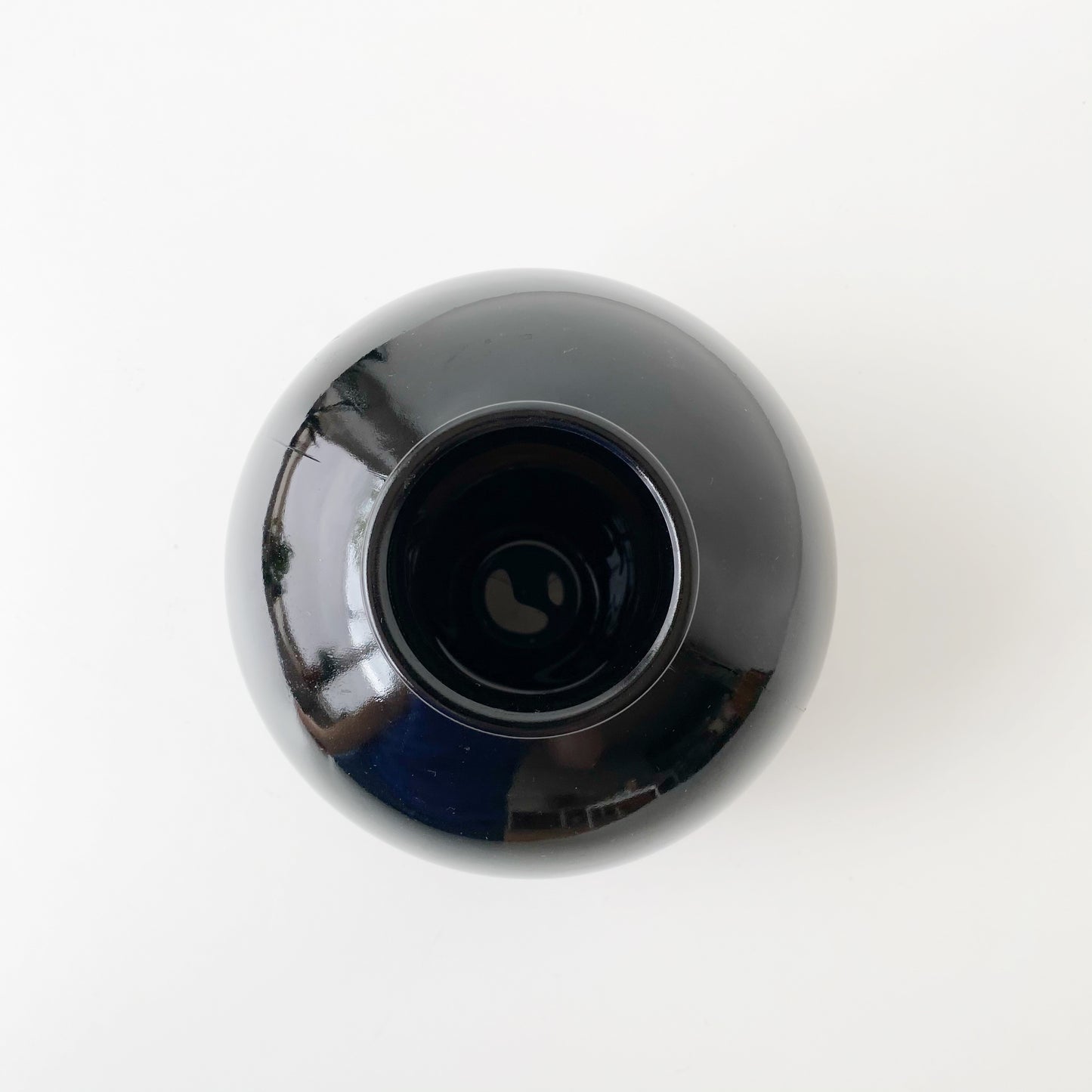 Vintage Black Glass Orb Vase