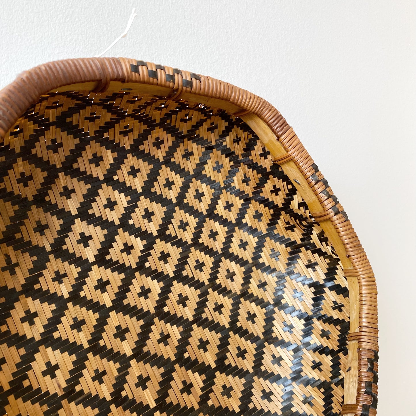 Vintage Woven Wicker Basket, Black Diamond