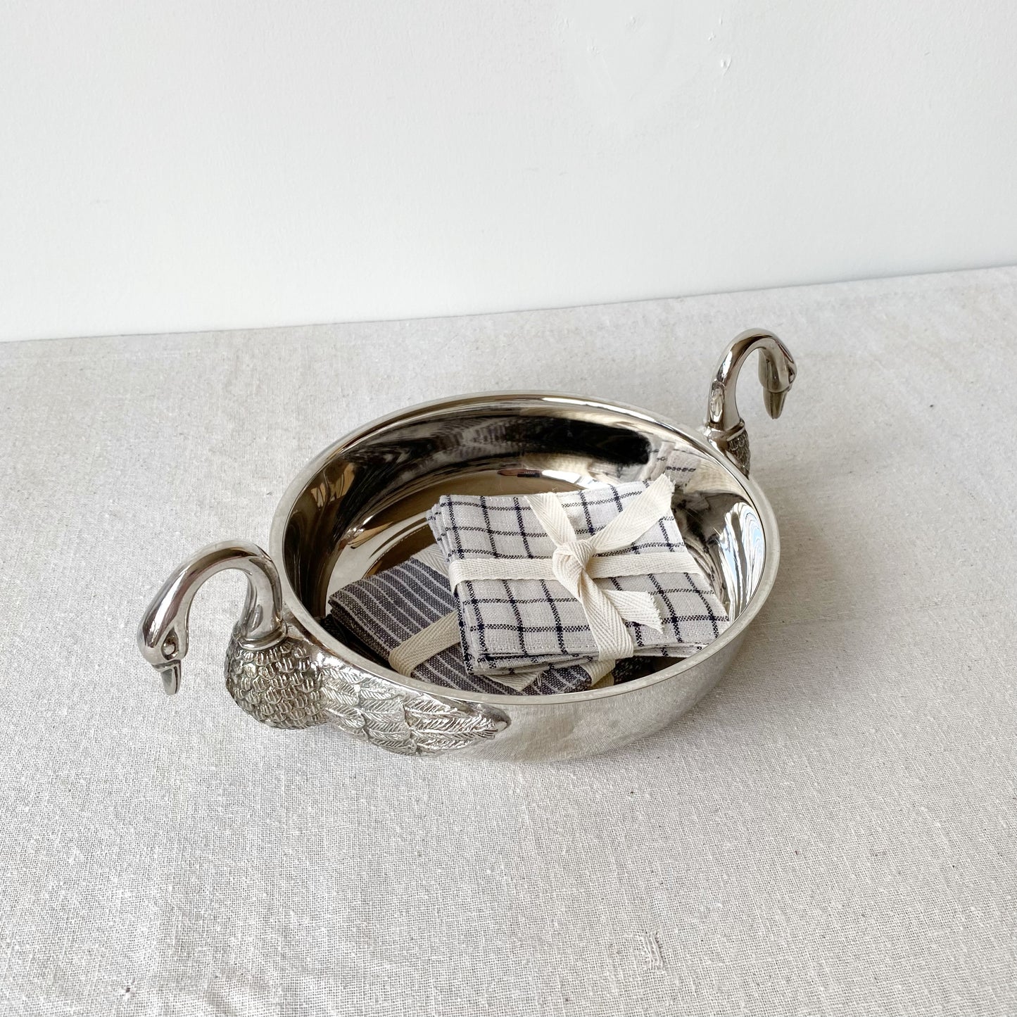 Vintage Silver-plated Dual Swan Bowl