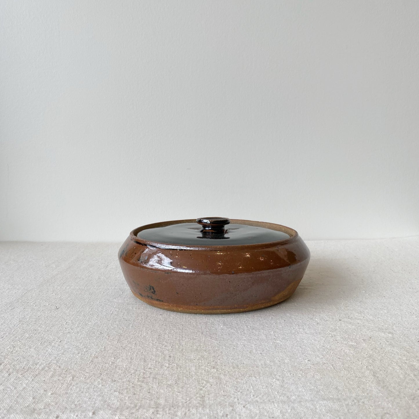 Large Vintage Stoneware Lidded Dish