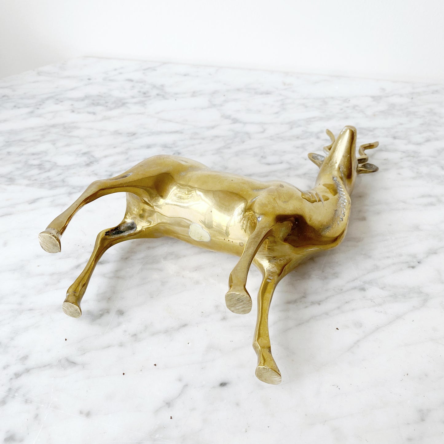 Large Vintage Brass Antelope, 9.75”