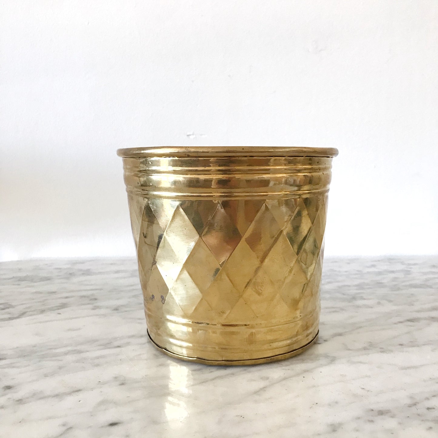 Vintage Brass Planter, Diamond