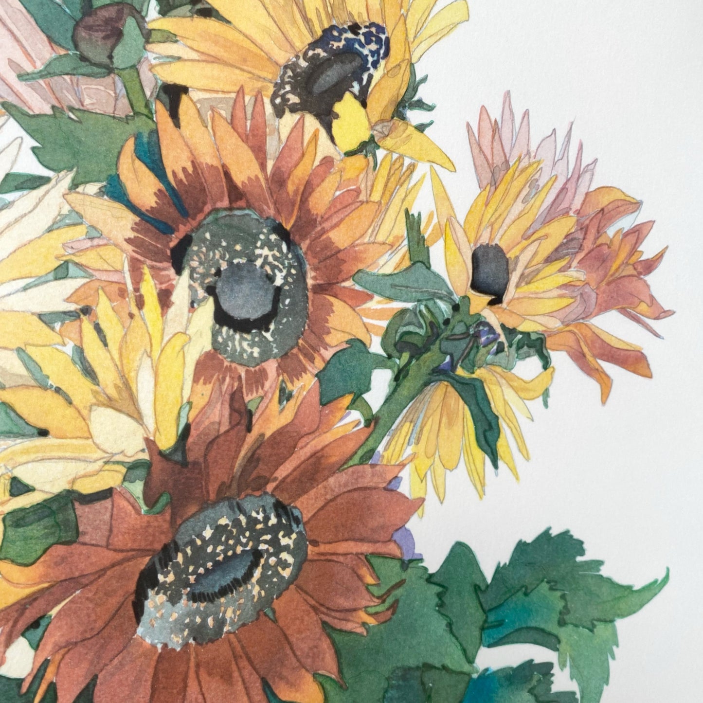 Oversized Original Sunflower Art Print, (28.25” x 43.75”)