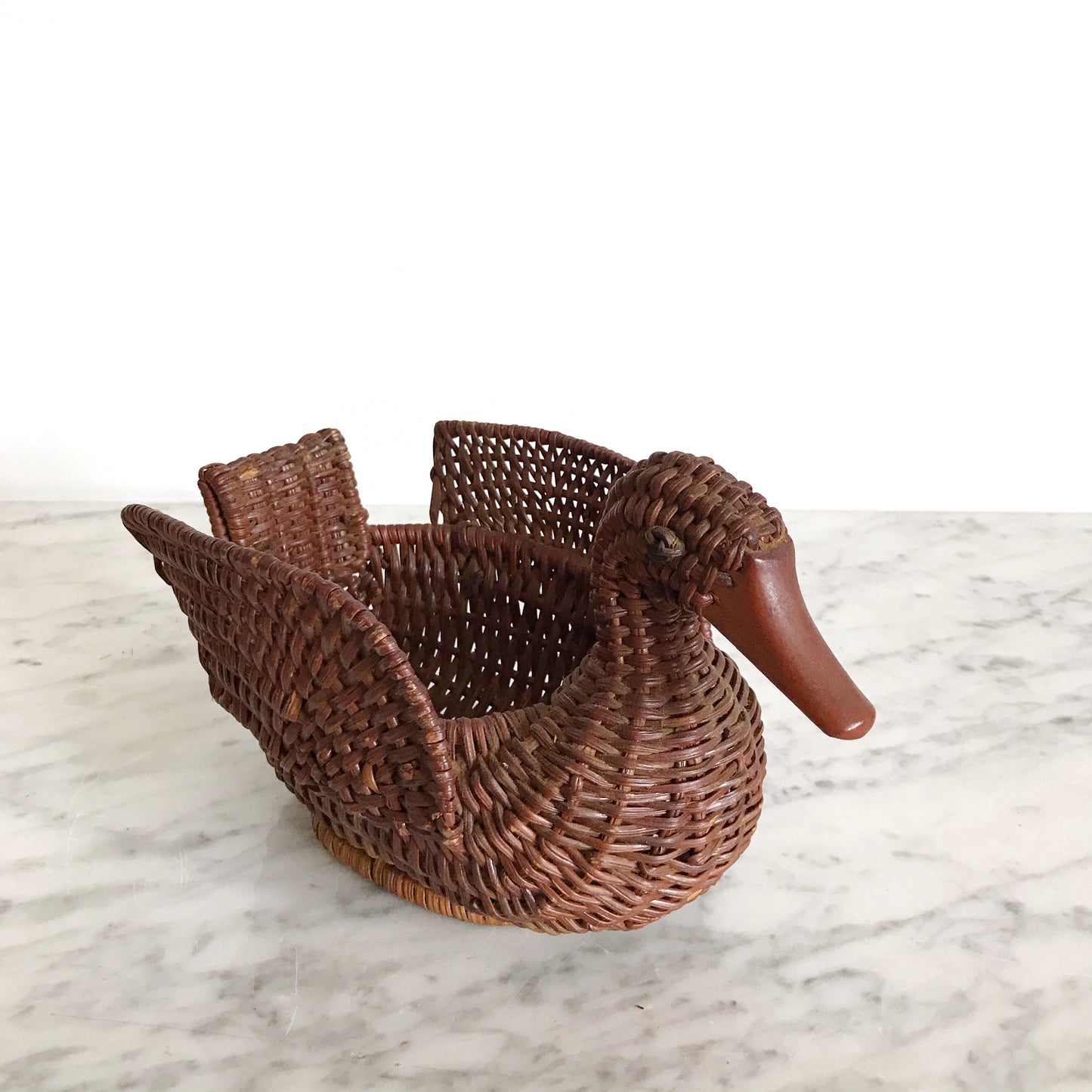 Vintage Wicker Duck Plant Holder