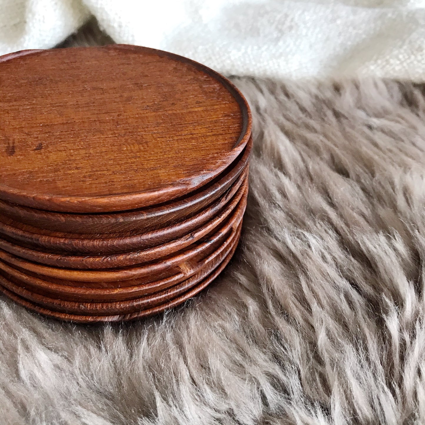 Set of 8 Teak Coasters, Frantz M Danmark