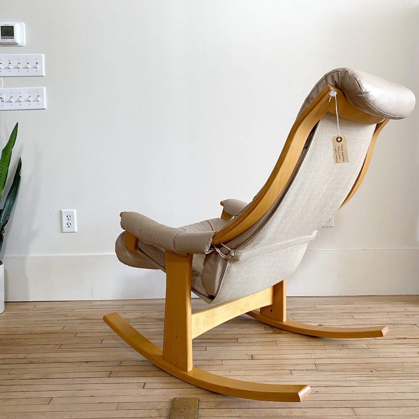 Vintage Scandinavian Leather Rocking Chair