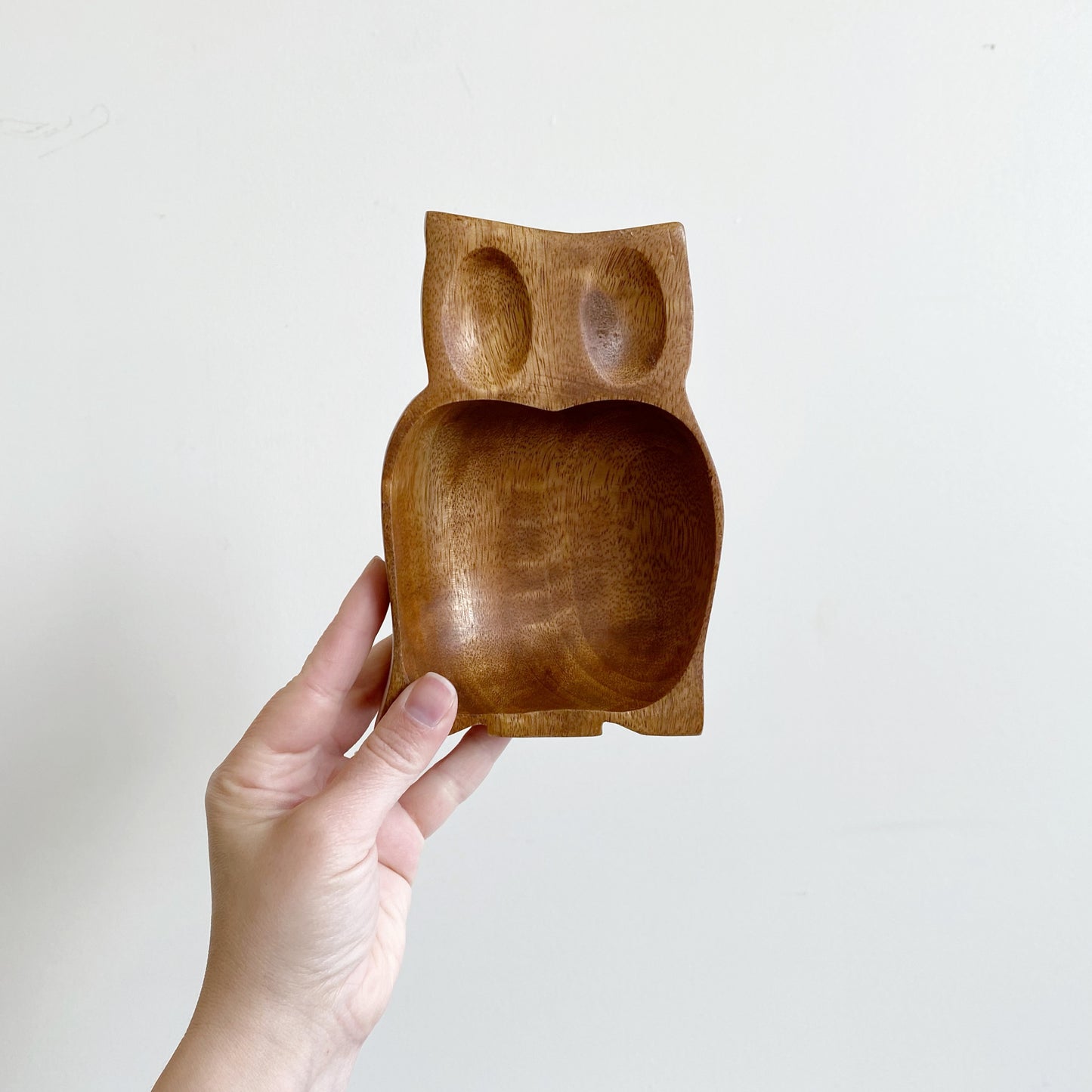 Carved Wood Owl Dish