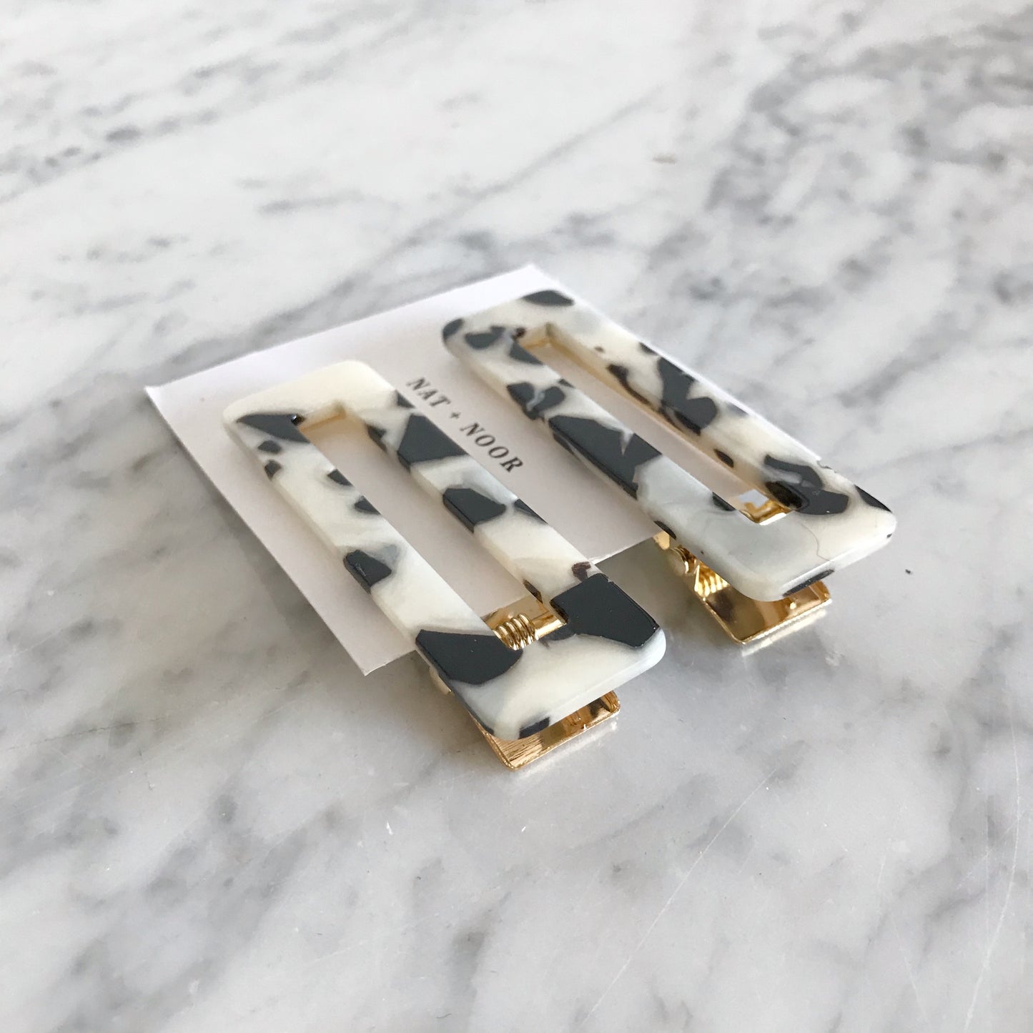 Pair of Hair Clips, Tortoise B+W