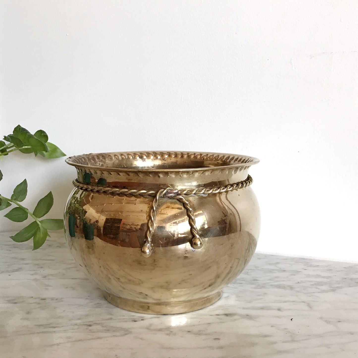 Large Vintage Brass Planter