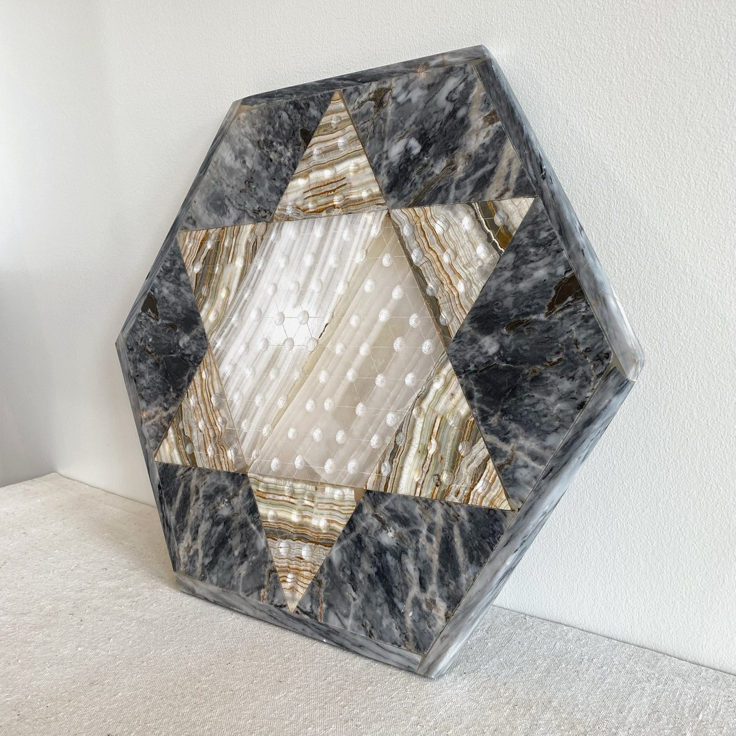 Vintage Marble Stone Chinese Checker Board
