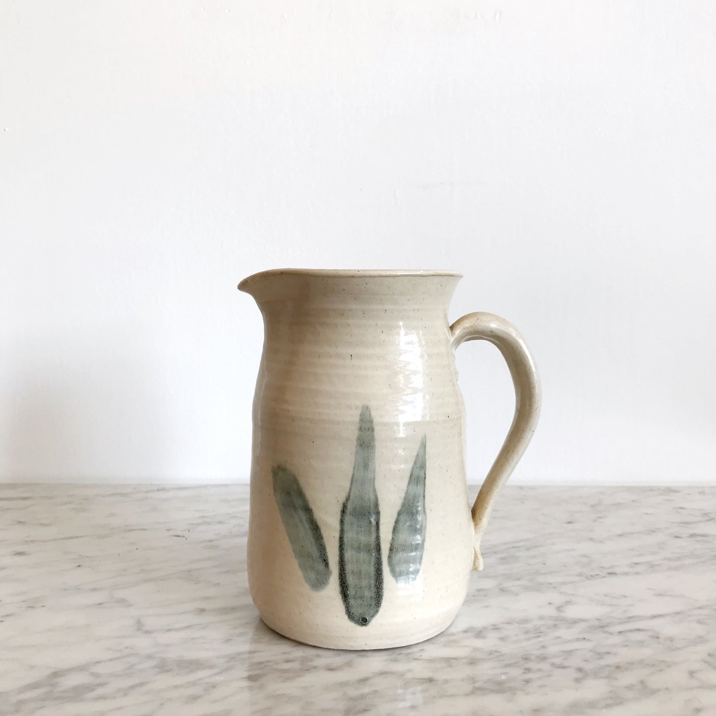 Vintage Stoneware Pitcher with Abstract Strokes