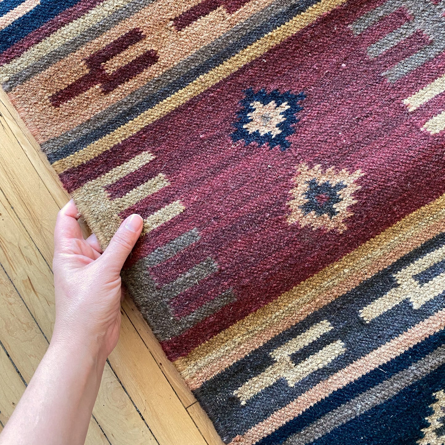 Vintage Woven Dhurrie Runner Rug (12' x 2'6")