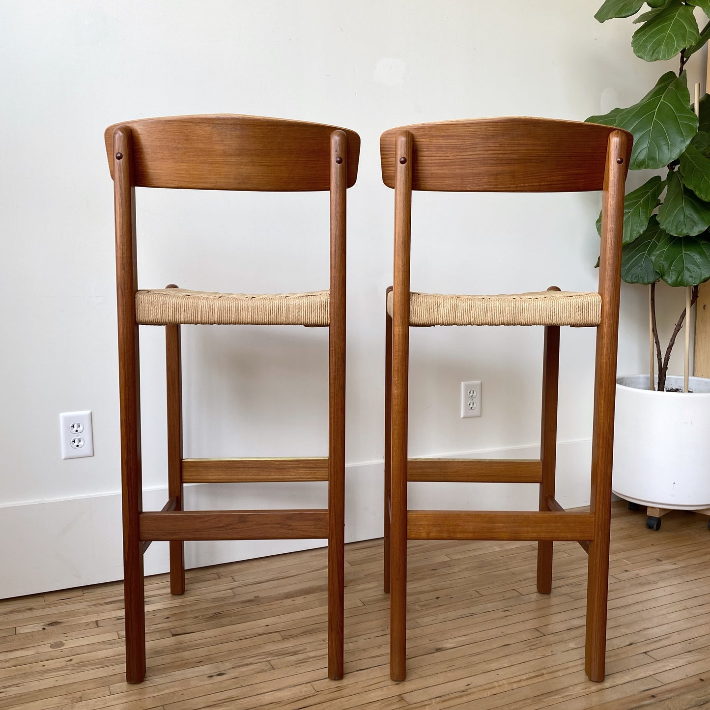 Pair of Vintage MCM Teak Barstools