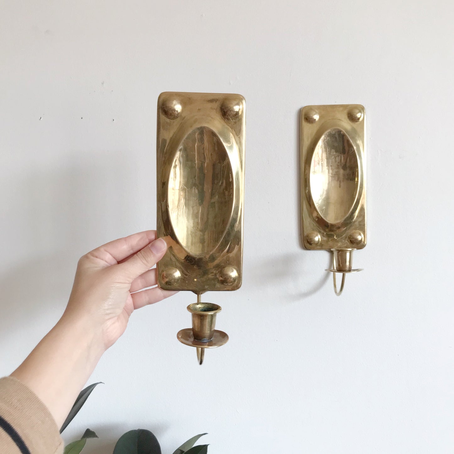 Pair of Vintage Golden Candle Sconces