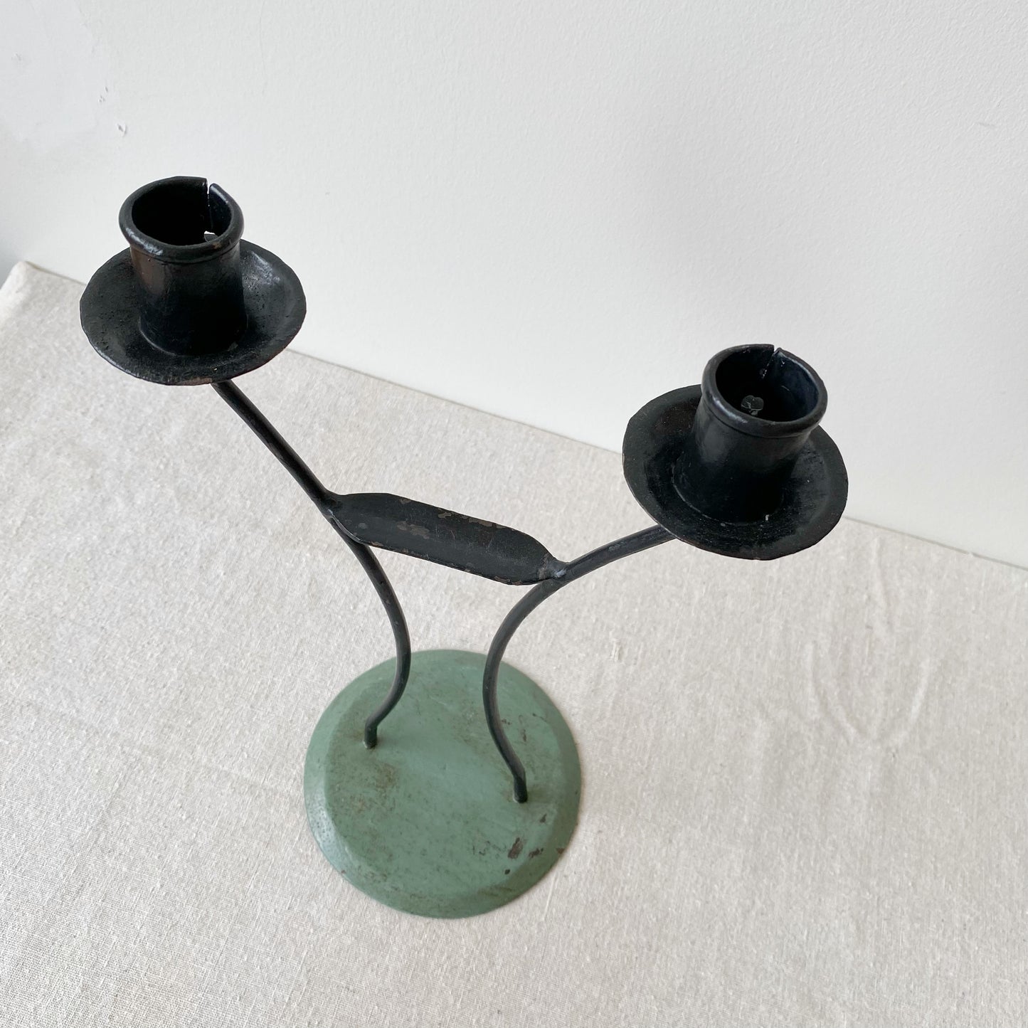Vintage Handcrafted Candleholder Duo