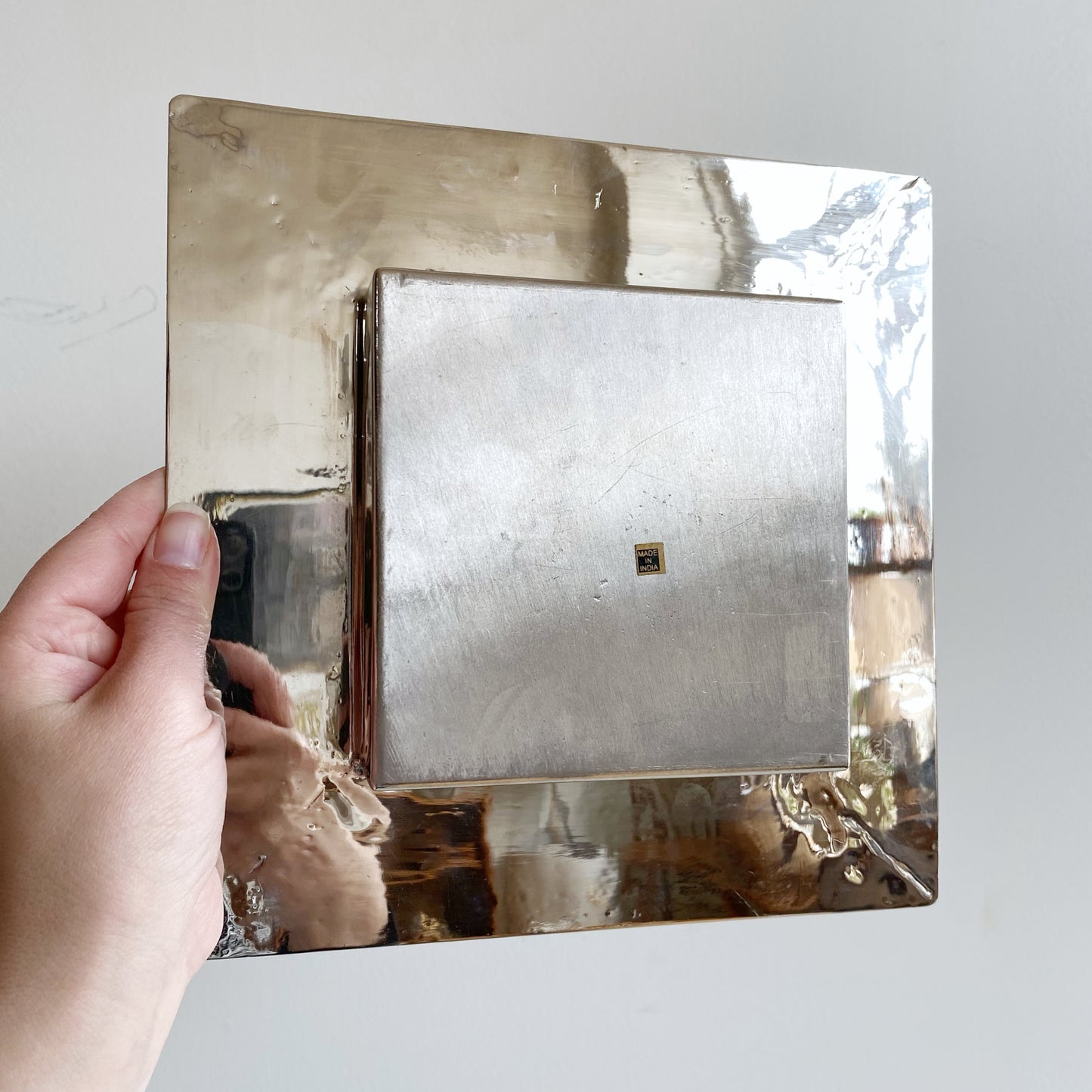 Vintage Postmodern Polished Silver Tray