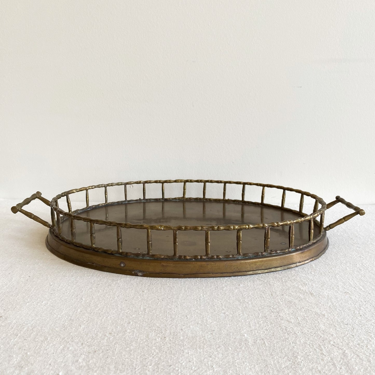 XL Vintage Brass Tray with Rail