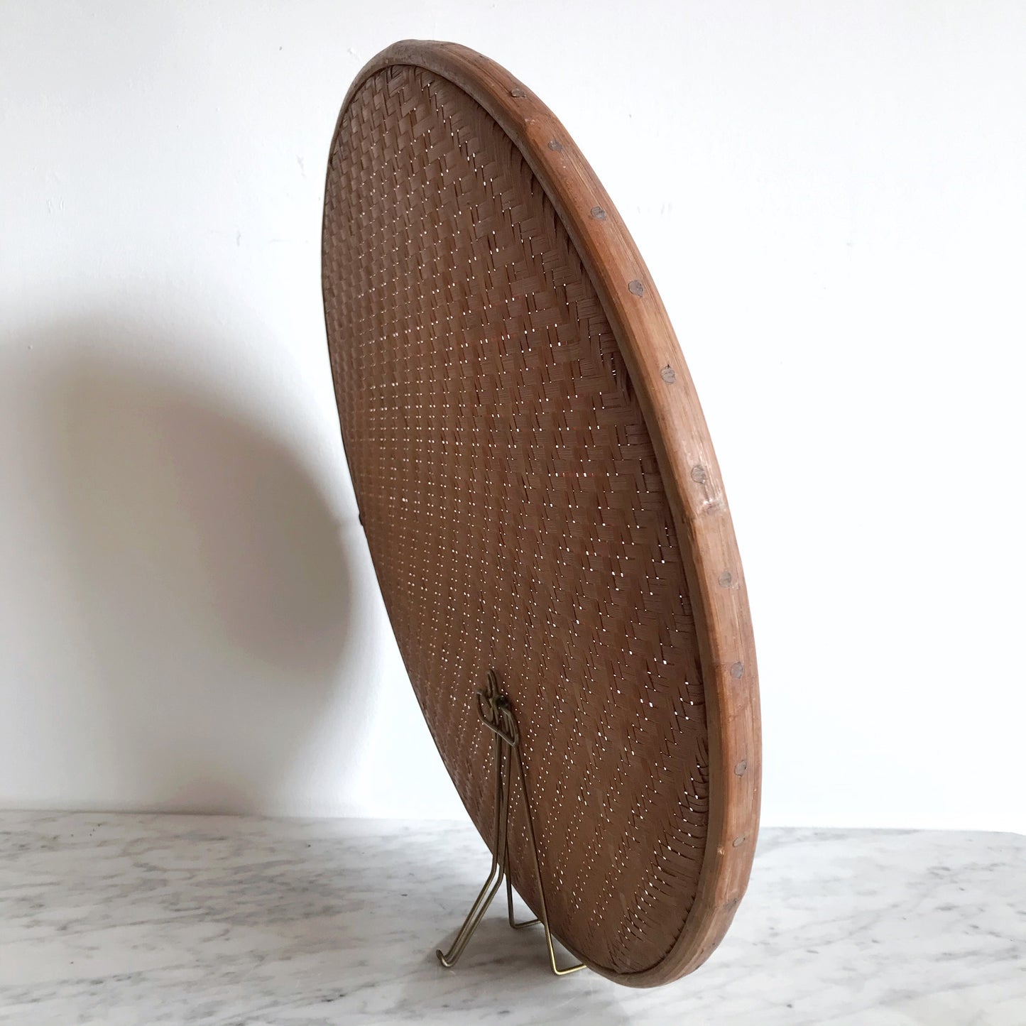 Vintage Round Woven Tray, 18"