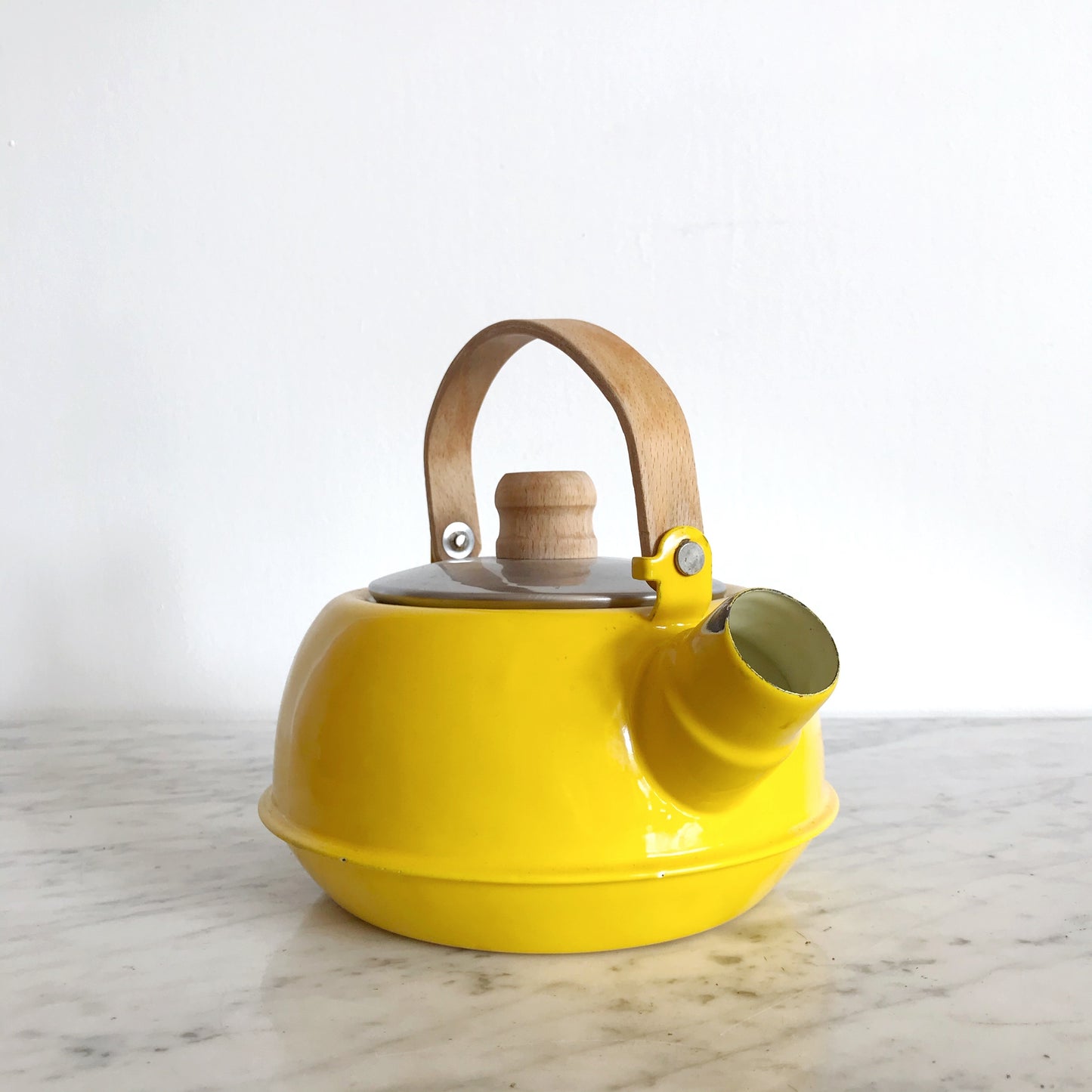 Vintage Yellow Enamel Kettle