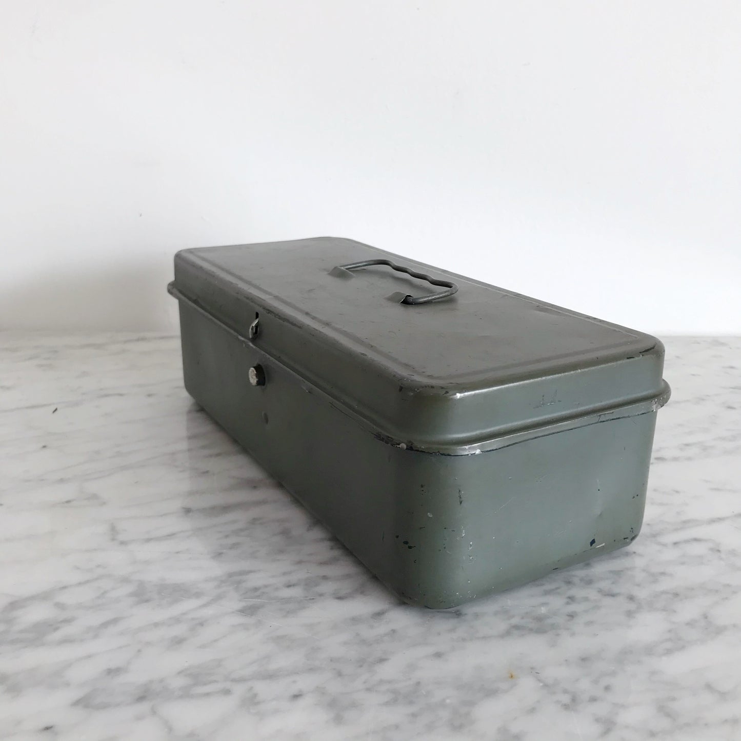 Small Vintage Metal Box, Sage Green