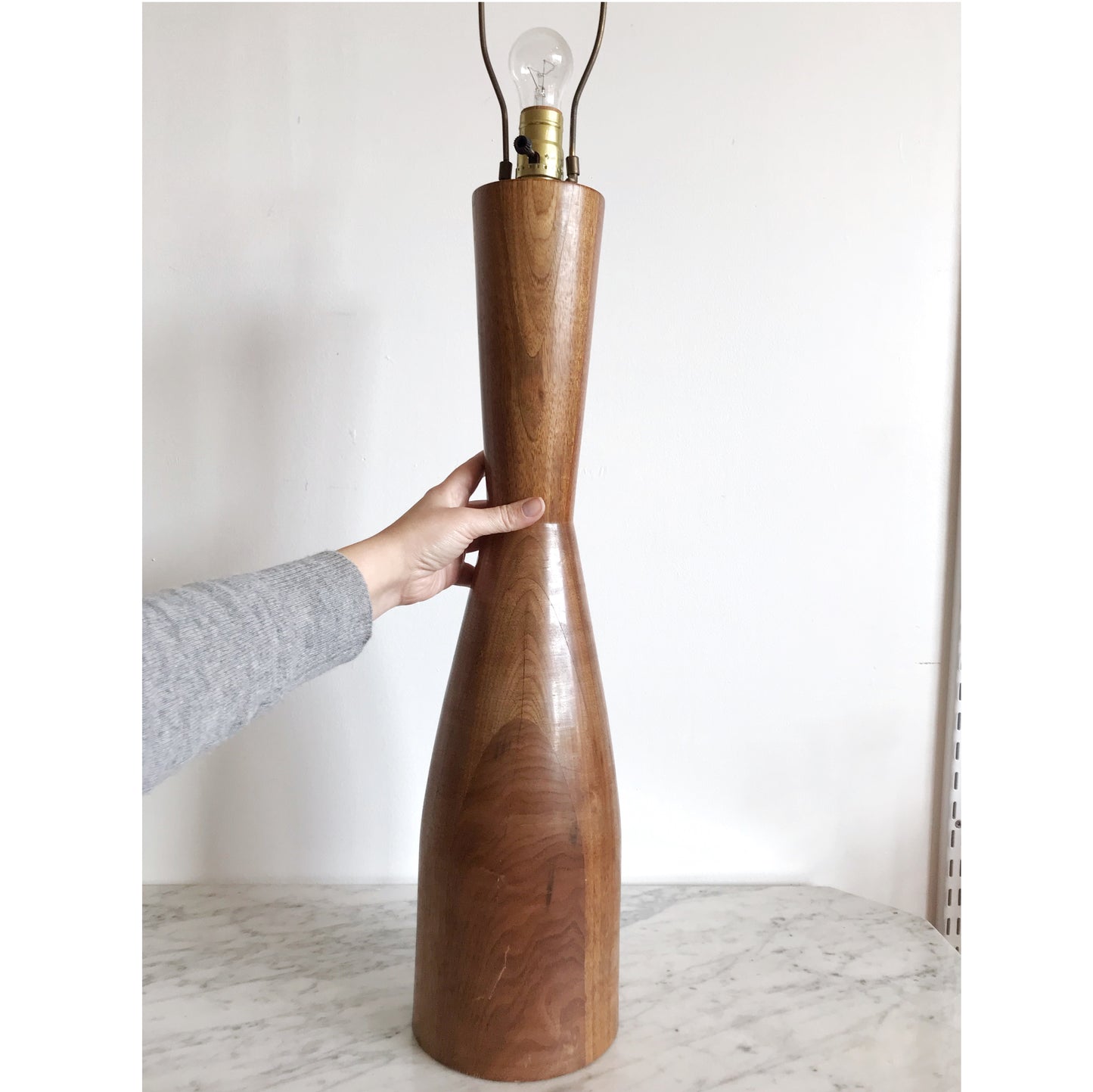 XL Vintage Mid-Century Turned Wood Lamp