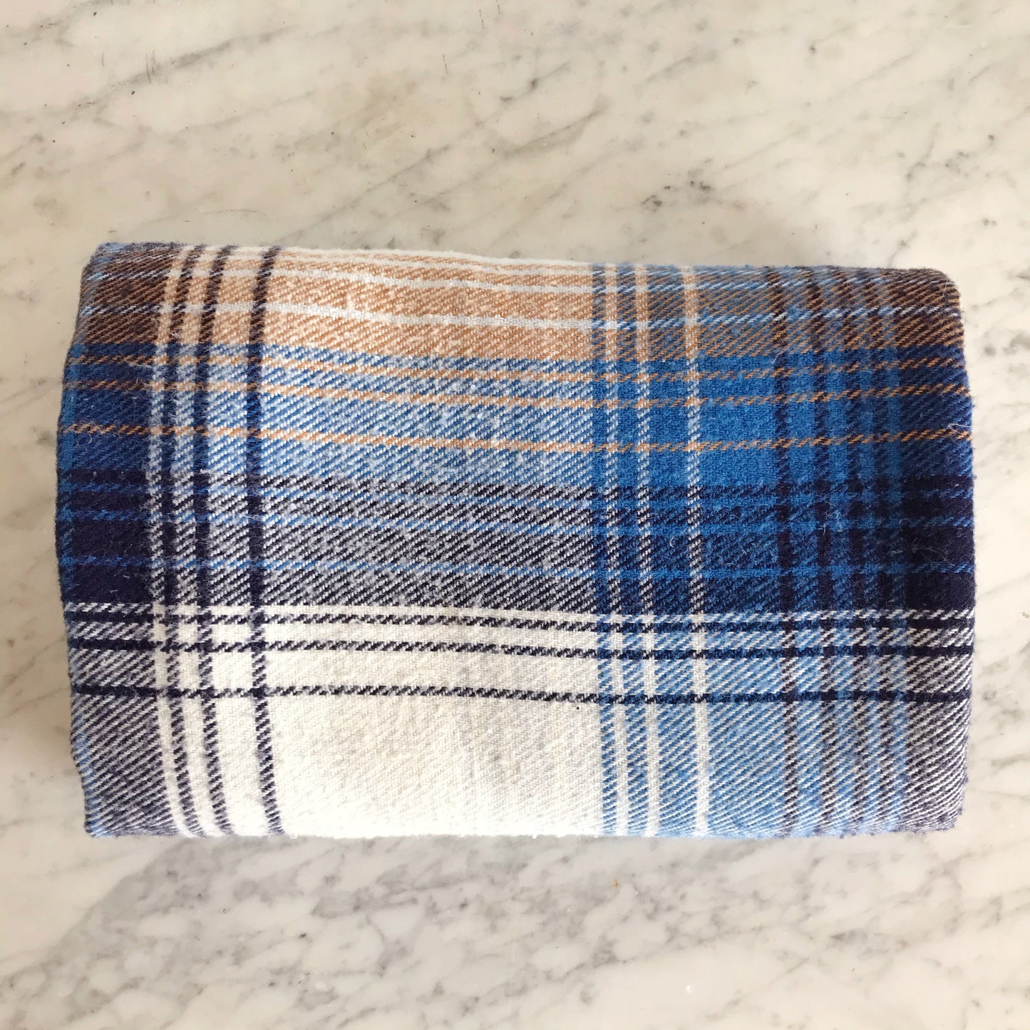 Vintage Blue Plaid Throw Blanket