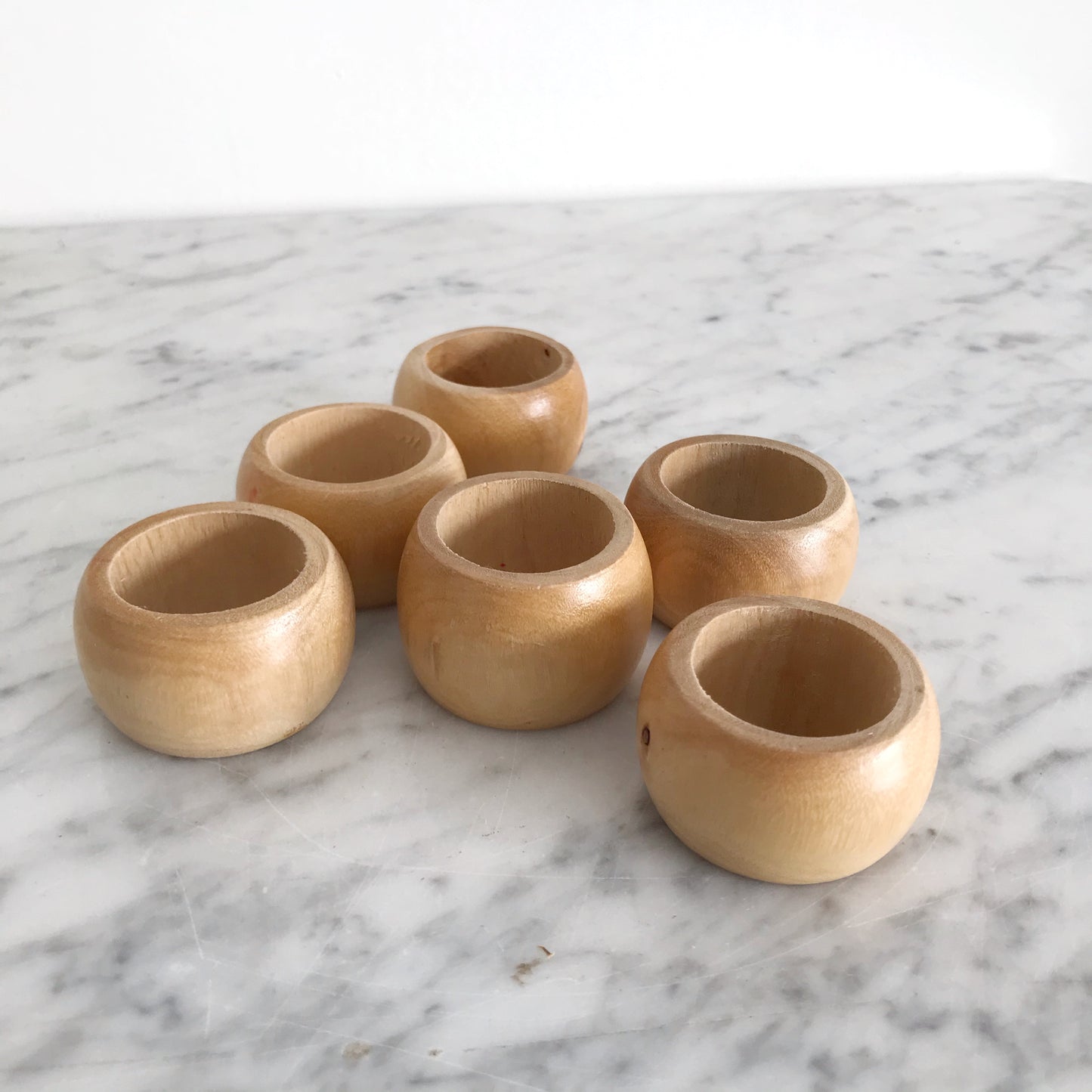Set of 6 Vintage Wooden Napkin Rings