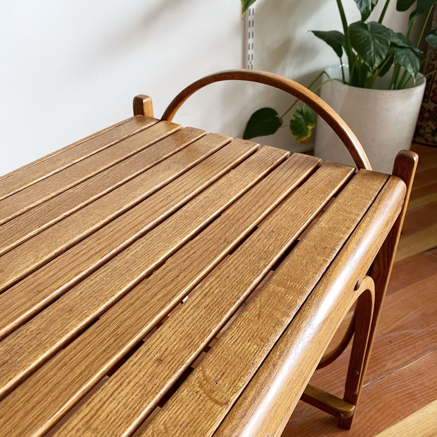 Vintage Bentwood + Slat Bench / Side Table