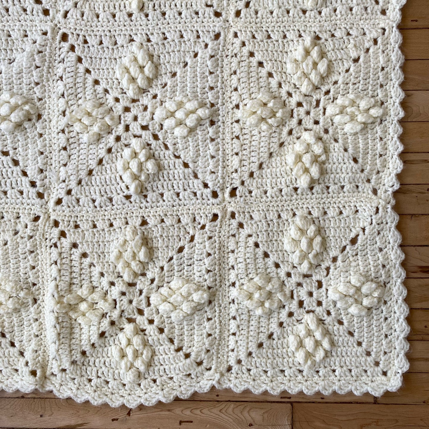 Vintage Hand-Stitched Baby Blanket, Ivory