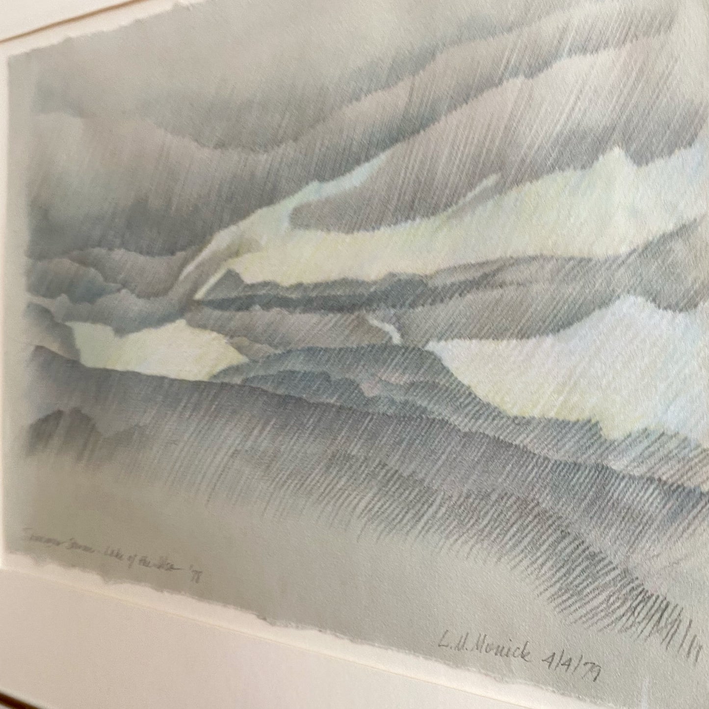 Vintage Original Drawing “Summer Storm Lake Of The Isle“