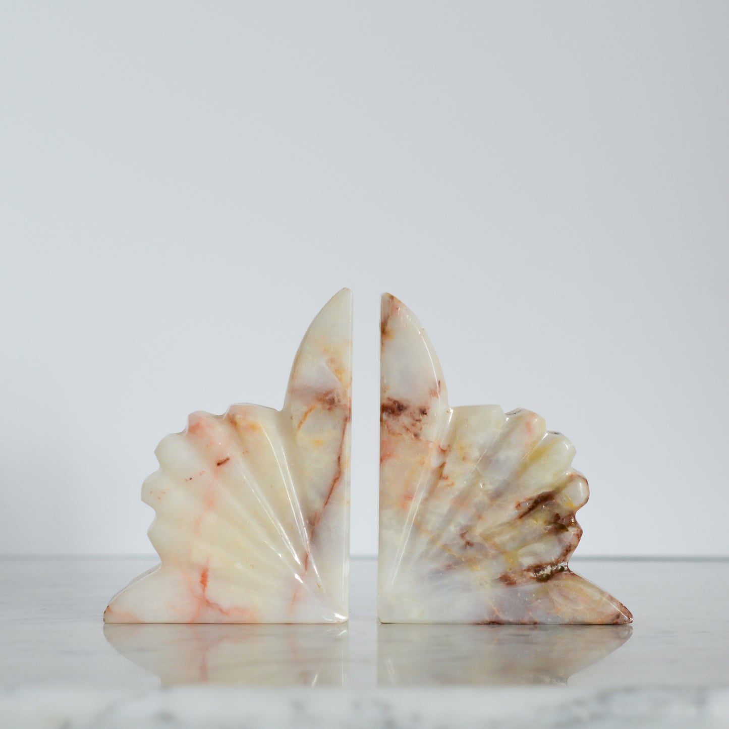 Pair of Vintage Carved Onyx Bookends
