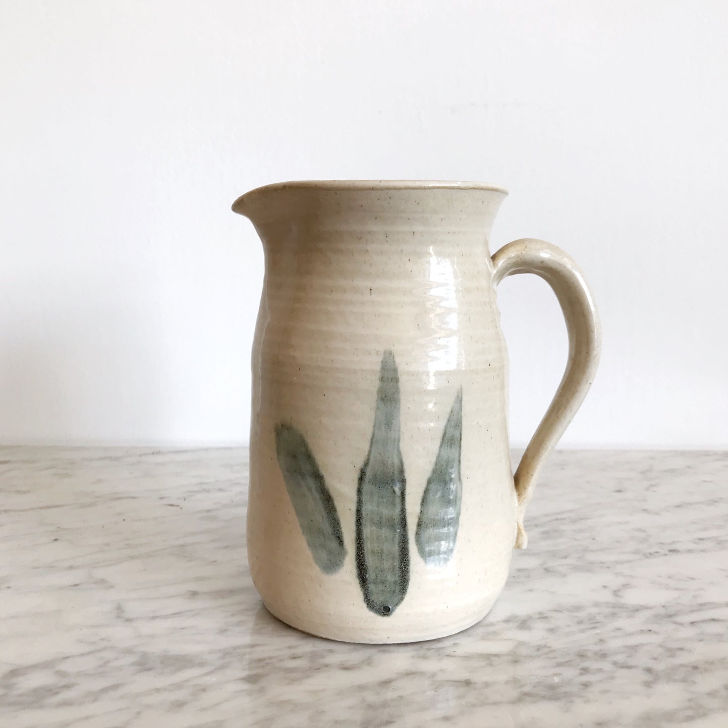 Vintage Stoneware Pitcher with Abstract Strokes