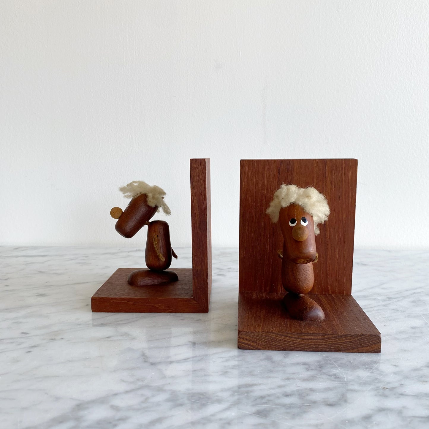 Pair of Vintage Danish Wood Figures Bookends