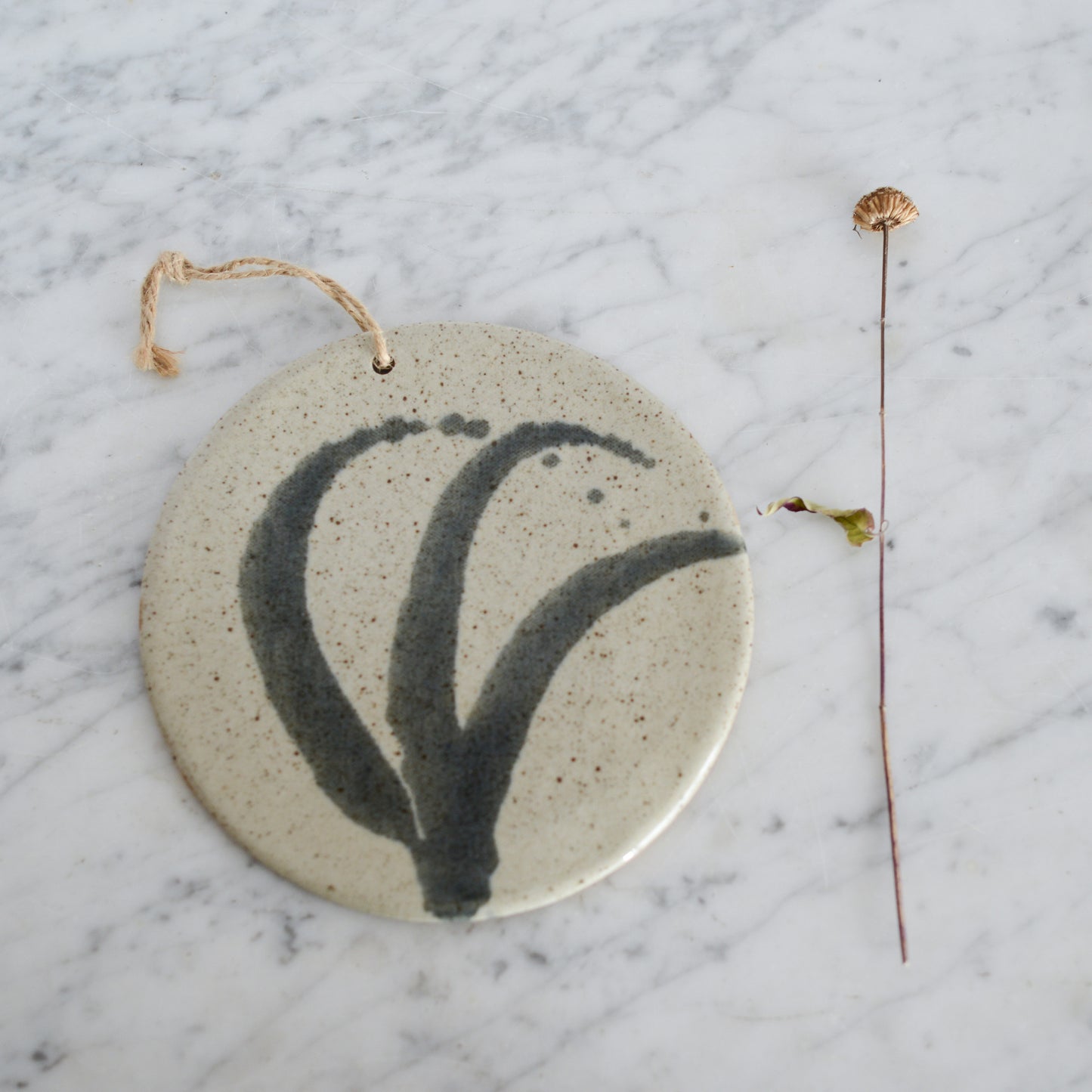 Handcrafted Stoneware Trivet, 7”