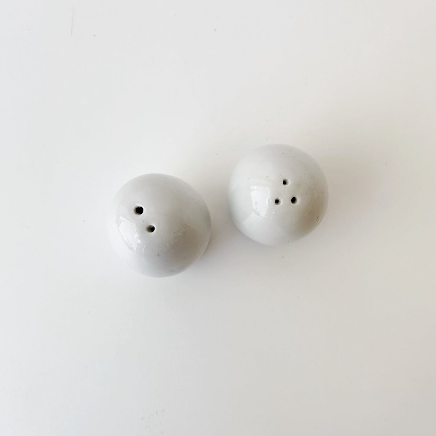 Petite Vintage Stoneware Salt + Pepper Set