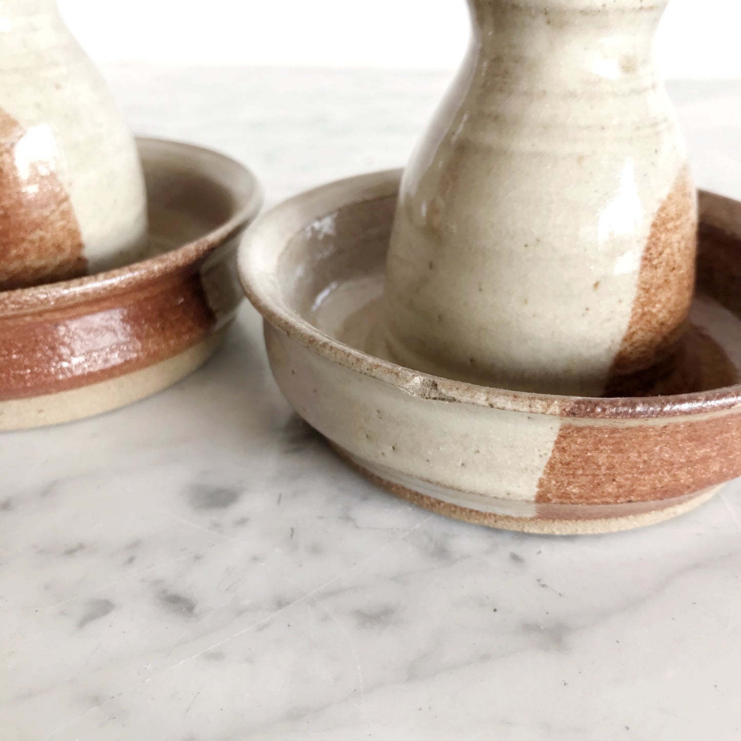 Pair of Vintage Stoneware Pottery Holders