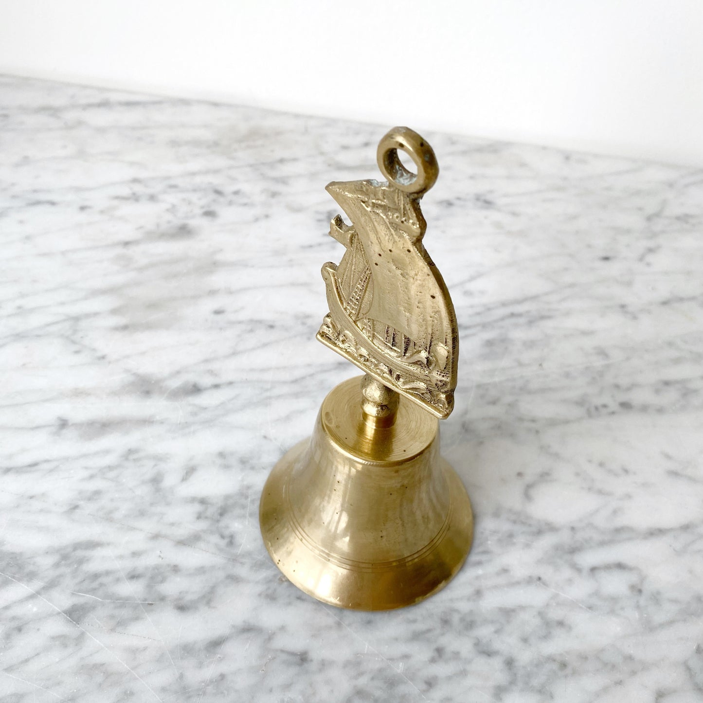 Large Vintage Brass Sailboat Bell