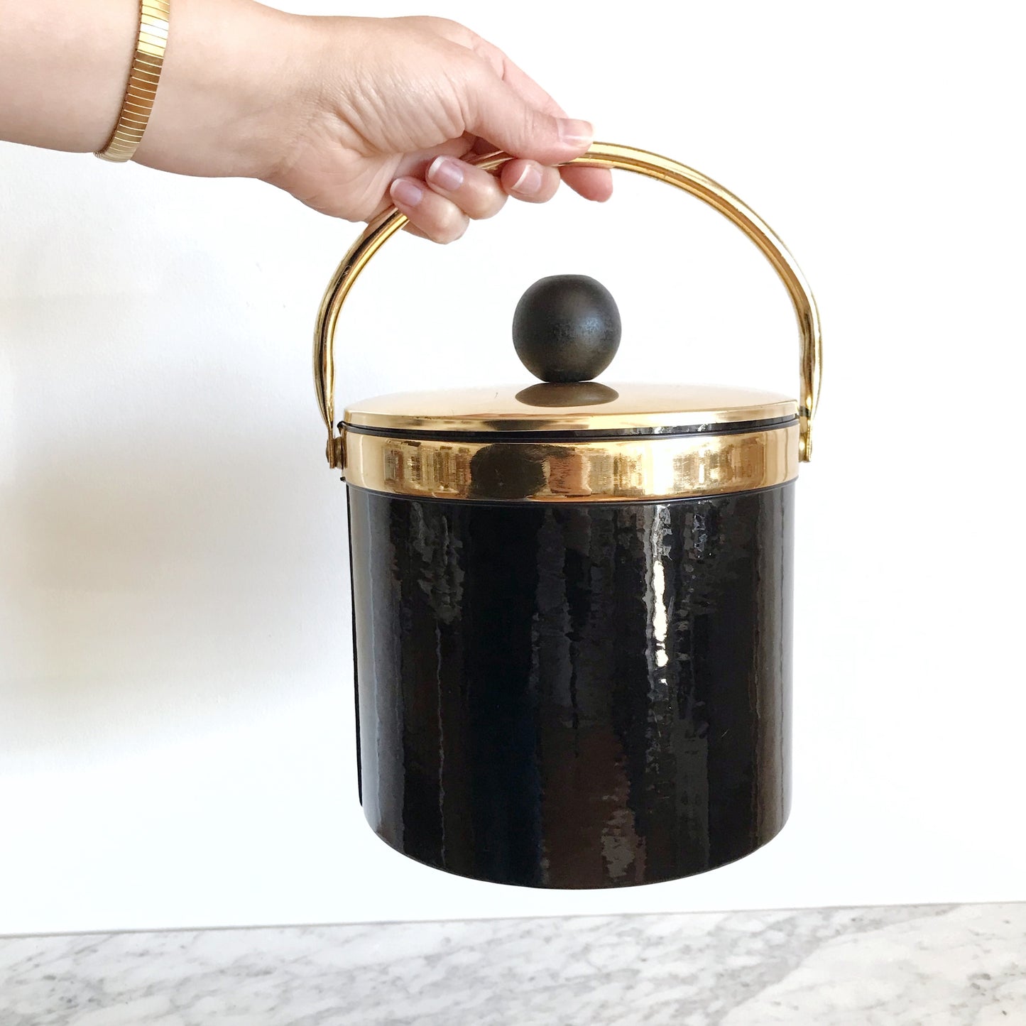 Vintage Black & Gold Ice Bucket