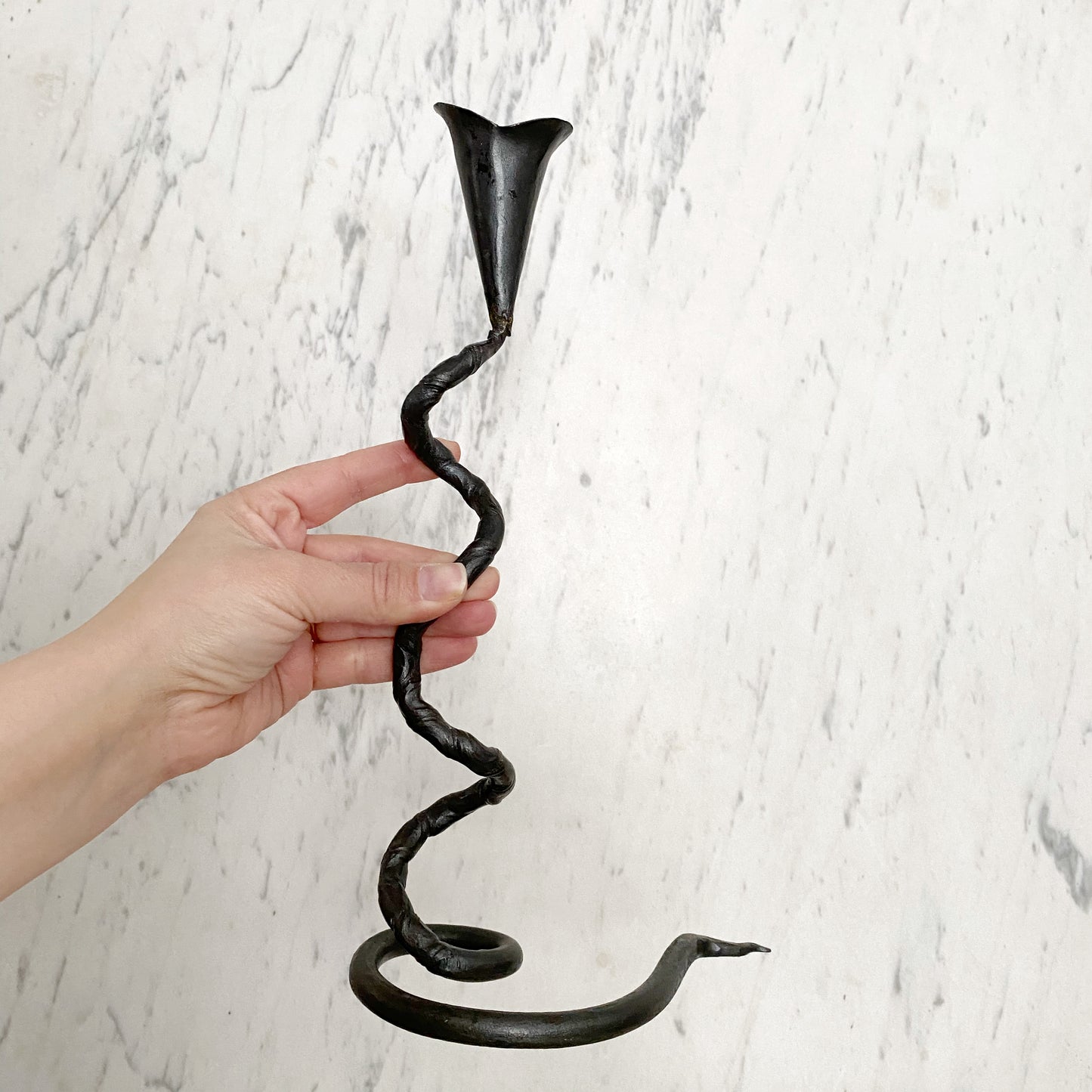 Vintage Twisted Iron Candle Holder, 12.25"