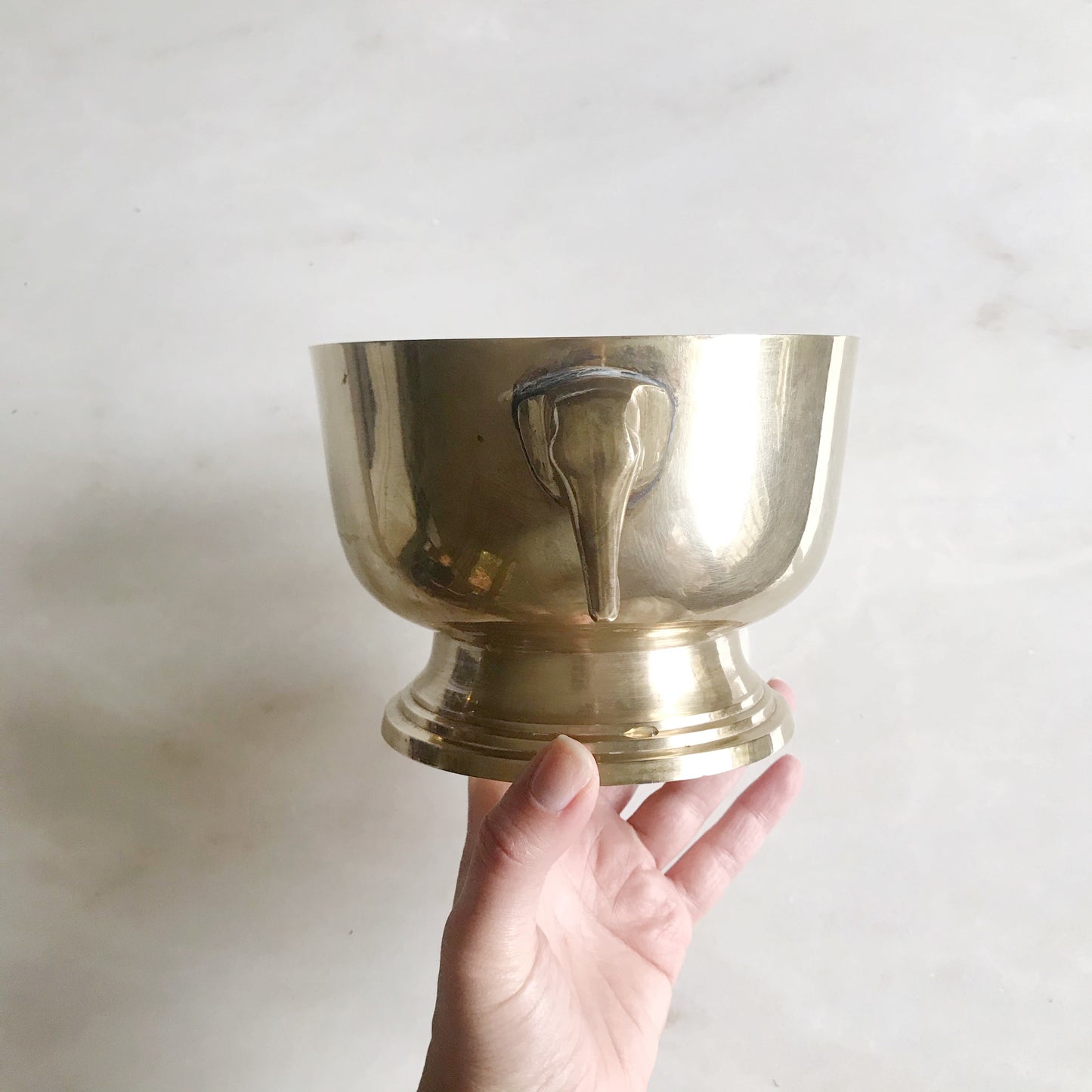 Vintage Footed Brass Bowl with Elephants