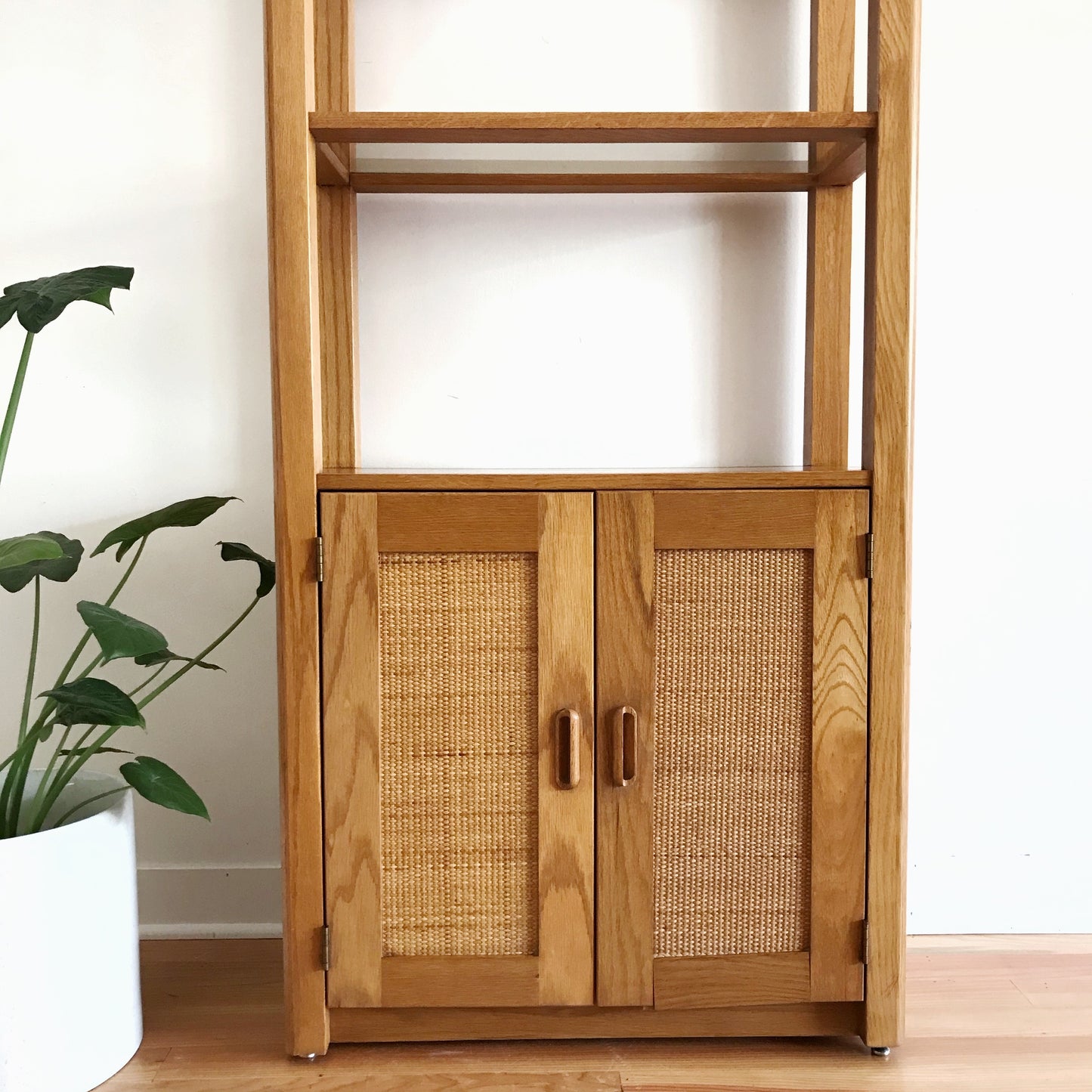 Vintage Oak Display Cabinet with Caning