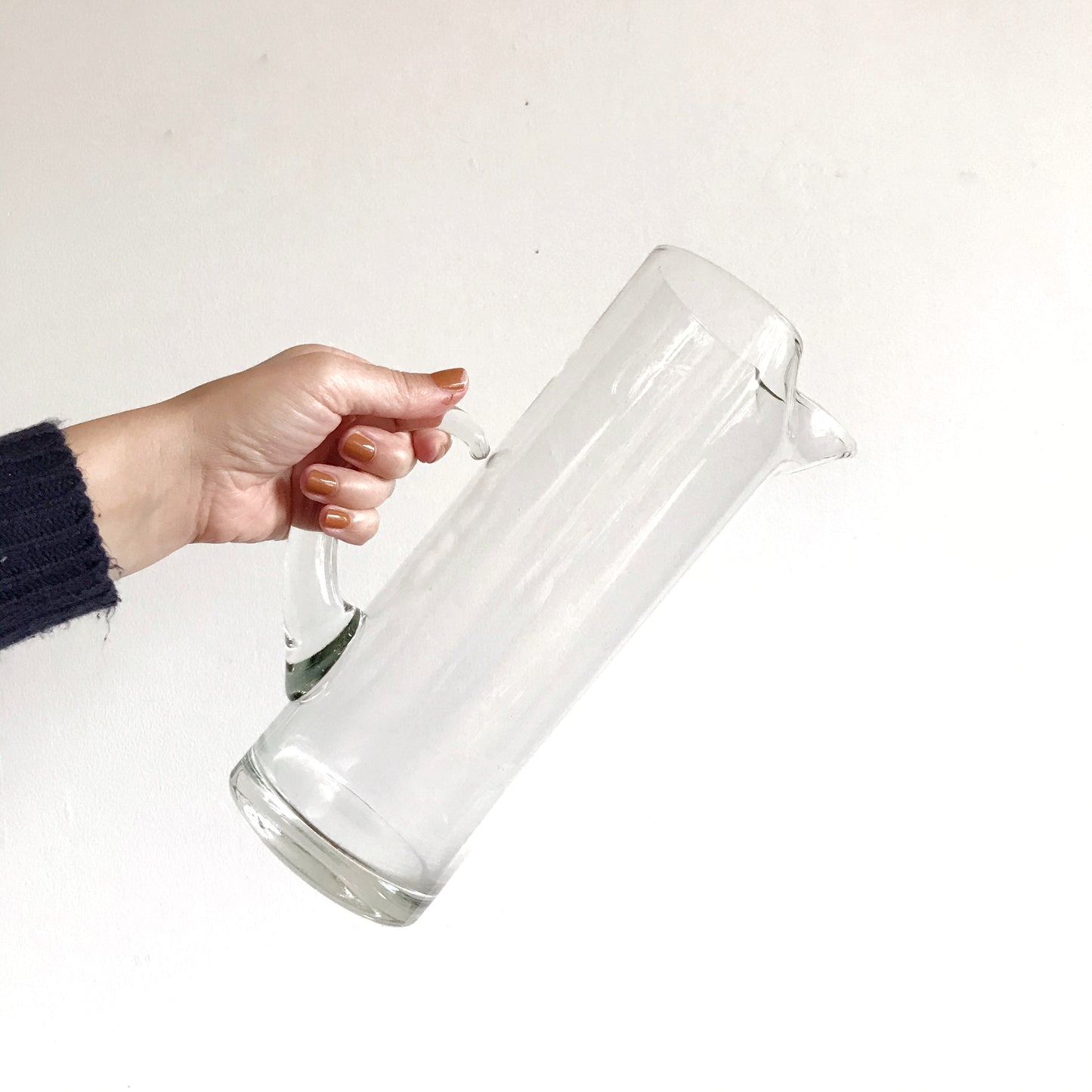 Extra Tall Vintage Glass Pitcher & Stir Stick